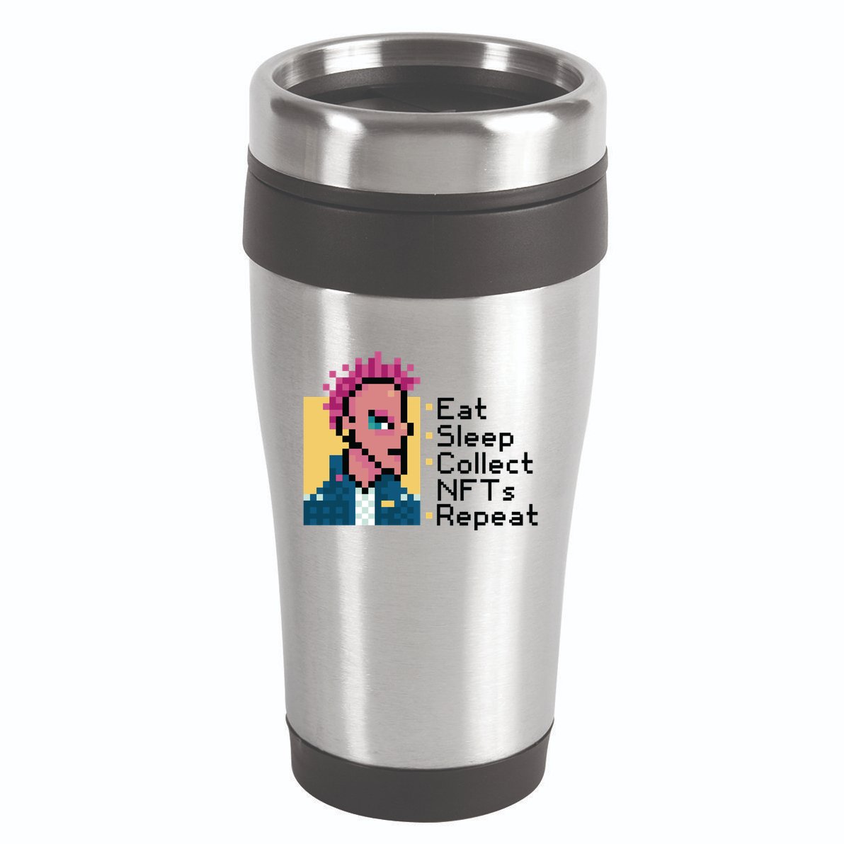 Eat Sleep Collect Nfts Repeat Pixel 16oz Travel Tumbler