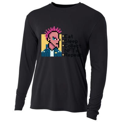Eat Sleep Collect Nfts Repeat Pixel Cooling Performance Long Sleeve Crew