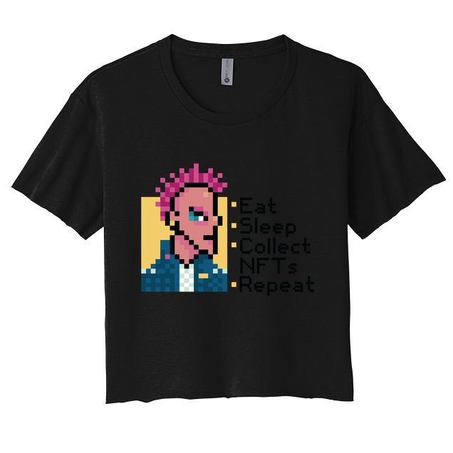 Eat Sleep Collect Nfts Repeat Pixel Crop Top