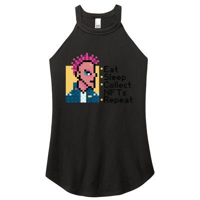 Eat Sleep Collect Nfts Repeat Pixel Women's Perfect Tri Rocker Tank