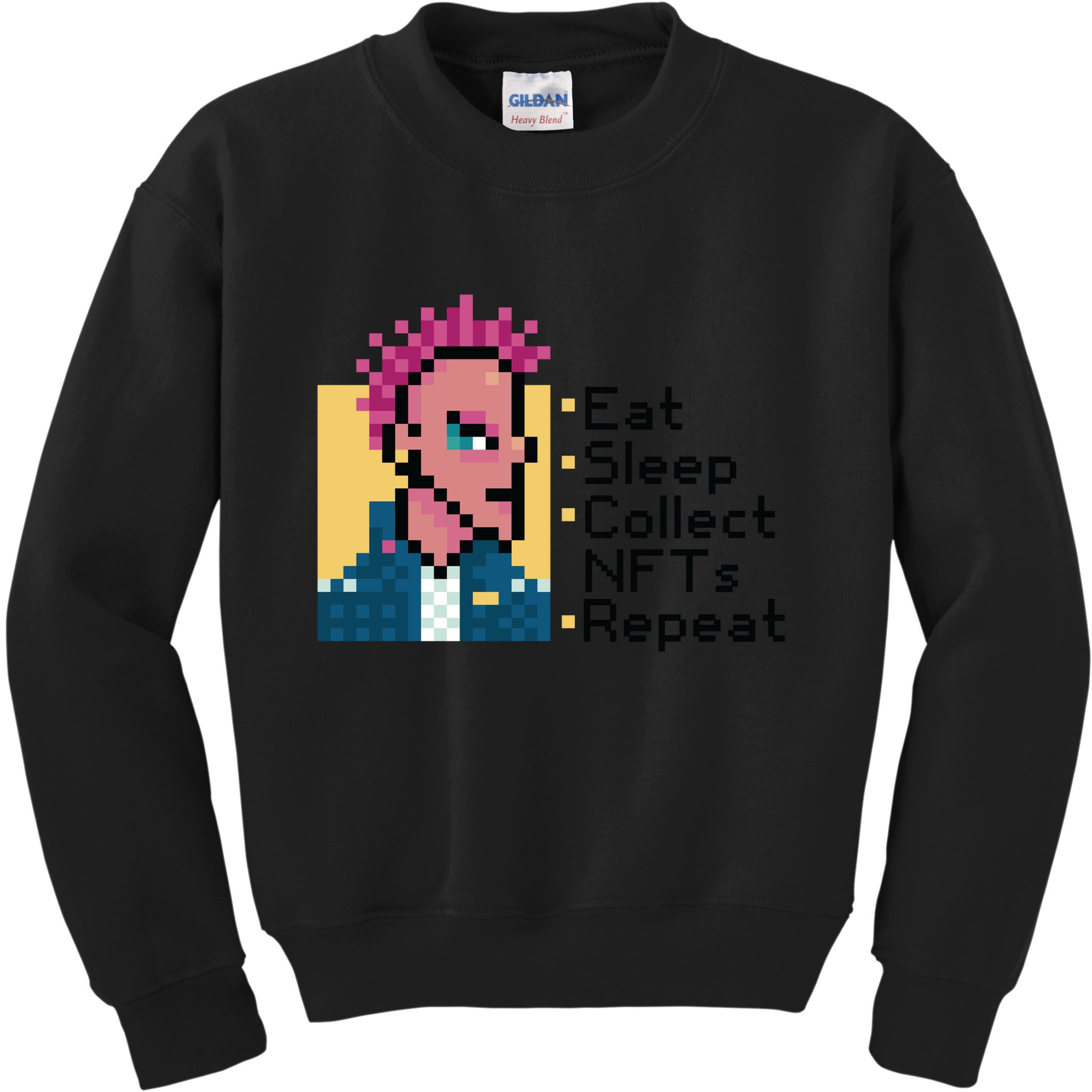 Eat Sleep Collect Nfts Repeat Pixel Kids Sweatshirt
