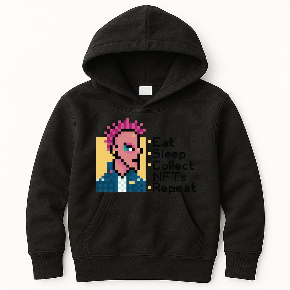 Eat Sleep Collect Nfts Repeat Pixel Kids Hoodie