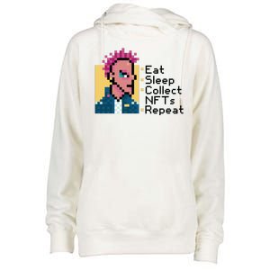 Eat Sleep Collect Nfts Repeat Pixel Womens Funnel Neck Pullover Hood