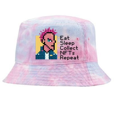 Eat Sleep Collect Nfts Repeat Pixel Tie-Dyed Bucket Hat