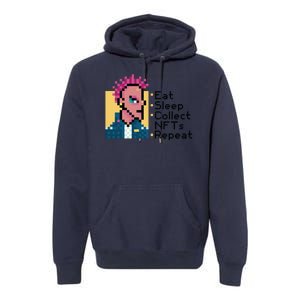 Eat Sleep Collect Nfts Repeat Pixel Premium Hoodie