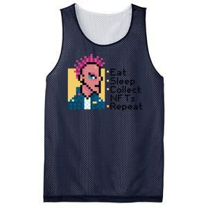 Eat Sleep Collect Nfts Repeat Pixel Mesh Reversible Basketball Jersey Tank