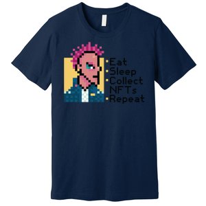 Eat Sleep Collect Nfts Repeat Pixel Premium T-Shirt