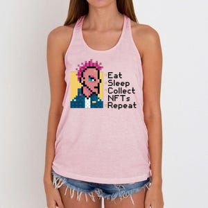 Eat Sleep Collect Nfts Repeat Pixel Women's Knotted Racerback Tank