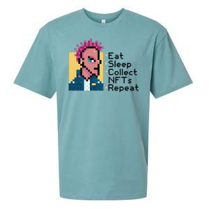 Eat Sleep Collect Nfts Repeat Pixel Sueded Cloud Jersey T-Shirt