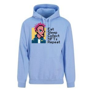 Eat Sleep Collect Nfts Repeat Pixel Unisex Surf Hoodie