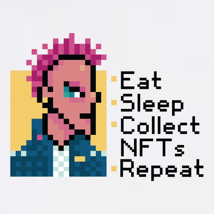 Eat Sleep Collect Nfts Repeat Pixel Garment-Dyed Sweatshirt