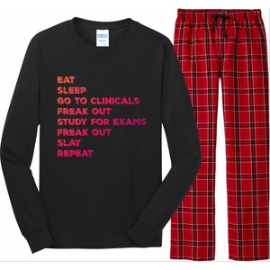 Eat Sleep Clinicals Nurse Nursing School Student Gift Meaningful Gift Long Sleeve Pajama Set