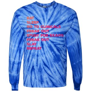 Eat Sleep Clinicals Nurse Nursing School Student Gift Meaningful Gift Tie-Dye Long Sleeve Shirt