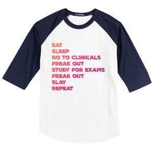 Eat Sleep Clinicals Nurse Nursing School Student Gift Meaningful Gift Baseball Sleeve Shirt