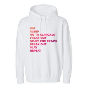 Eat Sleep Clinicals Nurse Nursing School Student Gift Meaningful Gift Garment-Dyed Fleece Hoodie