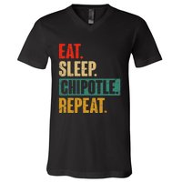 Eat Sleep Chipotle Repeat Funny Vintage Chipotle Lover V-Neck T-Shirt