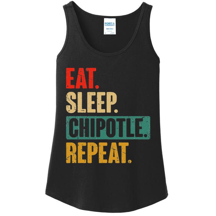 Eat Sleep Chipotle Repeat Funny Vintage Chipotle Lover Ladies Essential Tank