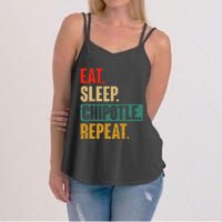 Eat Sleep Chipotle Repeat Funny Vintage Chipotle Lover Women's Strappy Tank