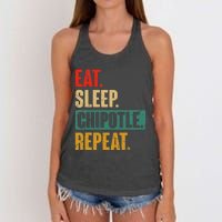 Eat Sleep Chipotle Repeat Funny Vintage Chipotle Lover Women's Knotted Racerback Tank