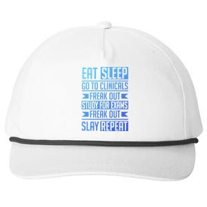 Eat Sleep Clinicals Repeat Funny Nursing School Funny Gift Snapback Five-Panel Rope Hat