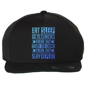 Eat Sleep Clinicals Repeat Funny Nursing School Funny Gift Wool Snapback Cap