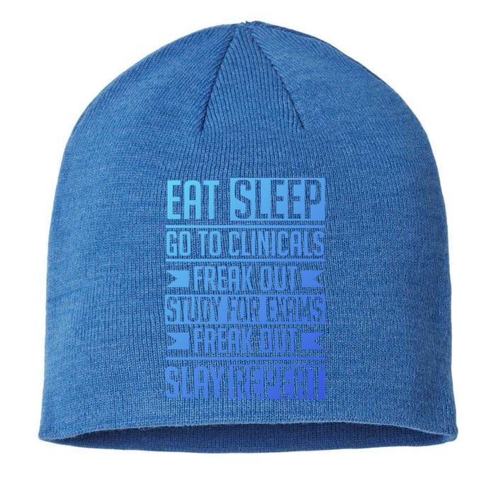 Eat Sleep Clinicals Repeat Funny Nursing School Funny Gift Sustainable Beanie