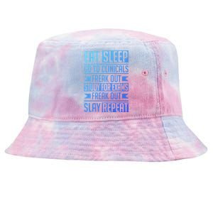 Eat Sleep Clinicals Repeat Funny Nursing School Funny Gift Tie-Dyed Bucket Hat