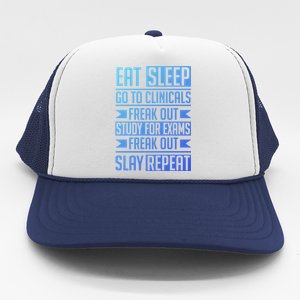 Eat Sleep Clinicals Repeat Funny Nursing School Funny Gift Trucker Hat