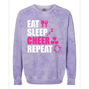 Eat Sleep Cheer Repeat Funny Cheerleader Cheering Squad Gag Colorblast Crewneck Sweatshirt