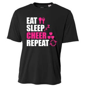 Eat Sleep Cheer Repeat Funny Cheerleader Cheering Squad Gag Cooling Performance Crew T-Shirt