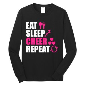 Eat Sleep Cheer Repeat Funny Cheerleader Cheering Squad Gag Long Sleeve Shirt