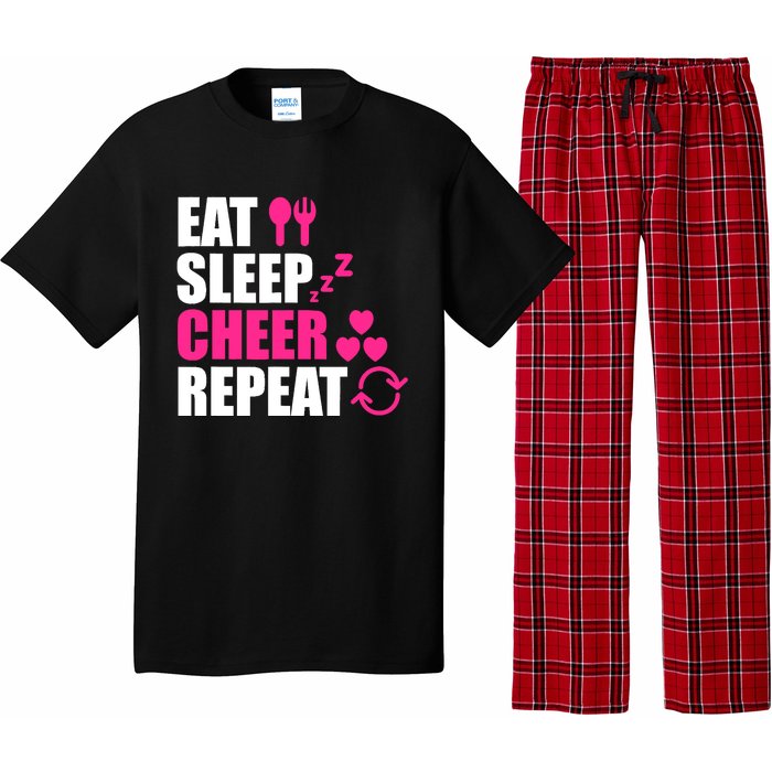 Eat Sleep Cheer Repeat Funny Cheerleader Cheering Squad Gag Pajama Set