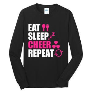 Eat Sleep Cheer Repeat Funny Cheerleader Cheering Squad Gag Tall Long Sleeve T-Shirt