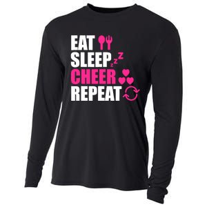 Eat Sleep Cheer Repeat Funny Cheerleader Cheering Squad Gag Cooling Performance Long Sleeve Crew