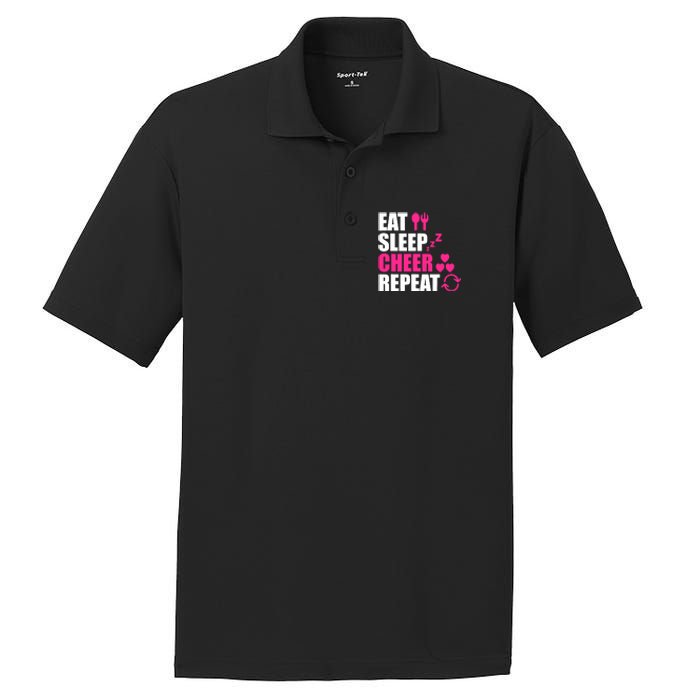 Eat Sleep Cheer Repeat Funny Cheerleader Cheering Squad Gag PosiCharge RacerMesh Polo