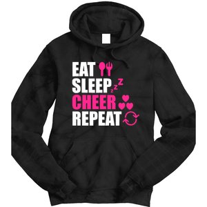 Eat Sleep Cheer Repeat Funny Cheerleader Cheering Squad Gag Tie Dye Hoodie