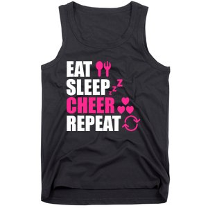 Eat Sleep Cheer Repeat Funny Cheerleader Cheering Squad Gag Tank Top