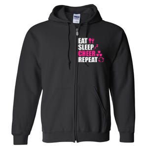 Eat Sleep Cheer Repeat Funny Cheerleader Cheering Squad Gag Full Zip Hoodie