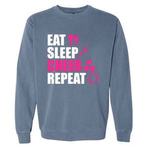 Eat Sleep Cheer Repeat Funny Cheerleader Cheering Squad Gag Garment-Dyed Sweatshirt