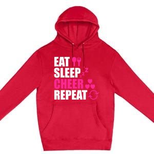 Eat Sleep Cheer Repeat Funny Cheerleader Cheering Squad Gag Premium Pullover Hoodie