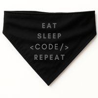 Eat Sleep Code Repeat Funny Programming Coding USA-Made Doggie Bandana