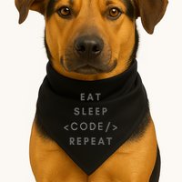 Eat Sleep Code Repeat Funny Programming Coding USA-Made Doggie Bandana