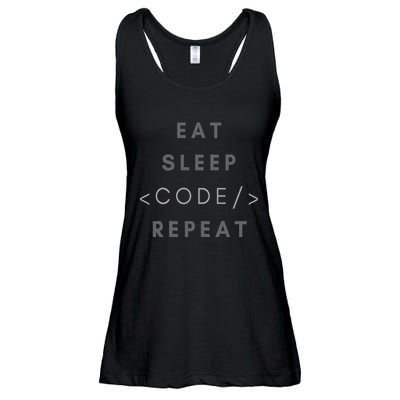 Eat Sleep Code Repeat Funny Programming Coding Ladies Essential Flowy Tank