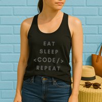Eat Sleep Code Repeat Funny Programming Coding Women's Racerback Tank