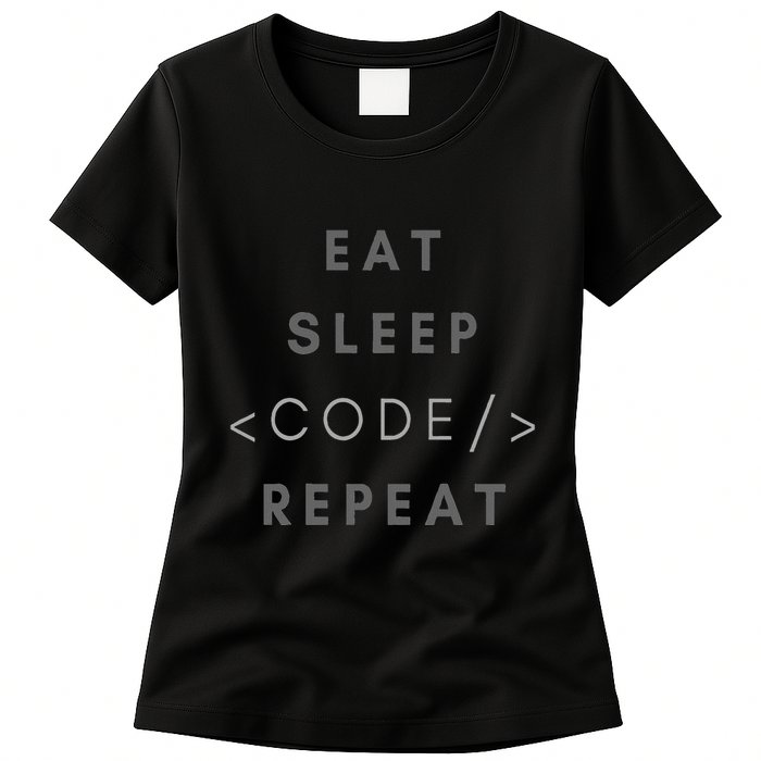 Eat Sleep Code Repeat Funny Programming Coding Women's T-Shirt