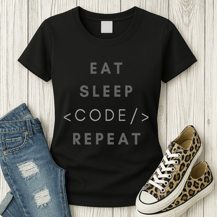 Eat Sleep Code Repeat Funny Programming Coding Women's T-Shirt