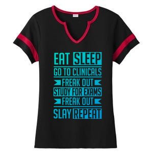 Eat Sleep Clinicals Repeat Funny Nursing School Funny Gift Ladies Halftime Notch Neck Tee