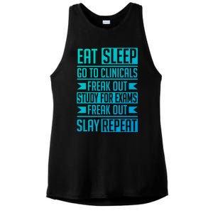 Eat Sleep Clinicals Repeat Funny Nursing School Funny Gift Ladies PosiCharge Tri-Blend Wicking Tank