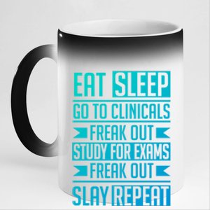 Eat Sleep Clinicals Repeat Funny Nursing School Funny Gift 11oz Black Color Changing Mug