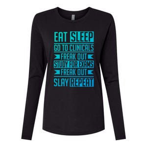 Eat Sleep Clinicals Repeat Funny Nursing School Funny Gift Womens Cotton Relaxed Long Sleeve T-Shirt